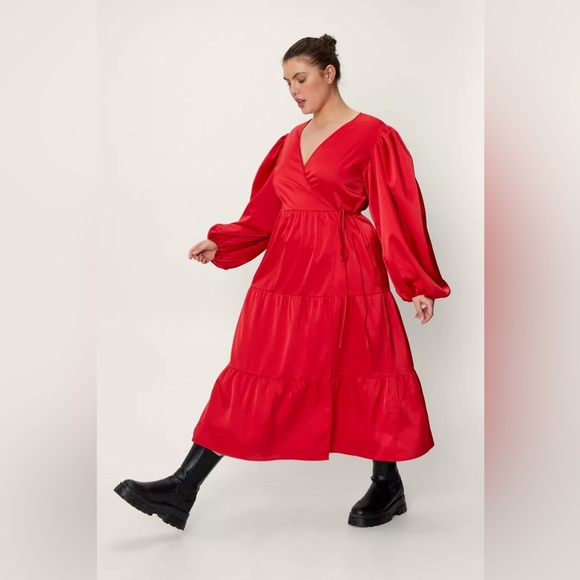 nasty gal red satin dress Buy Nasty Gal Petite Cowl Front Cowl Back Satin Slip Dress In Red